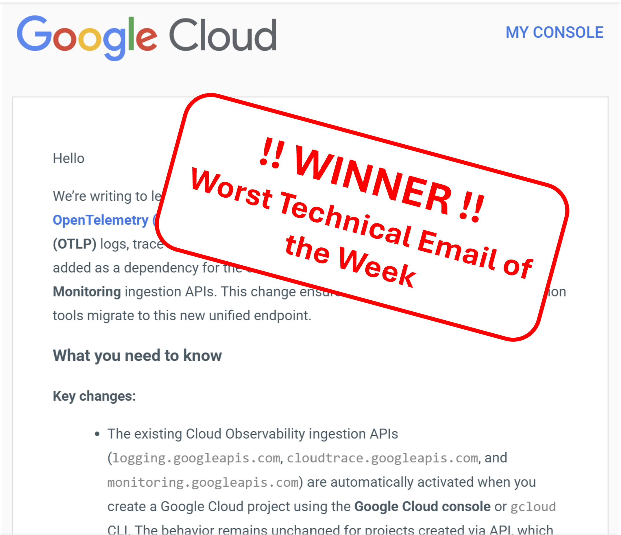 A Terrible Technical Email Example - Well Done Google! - Chris Fenning